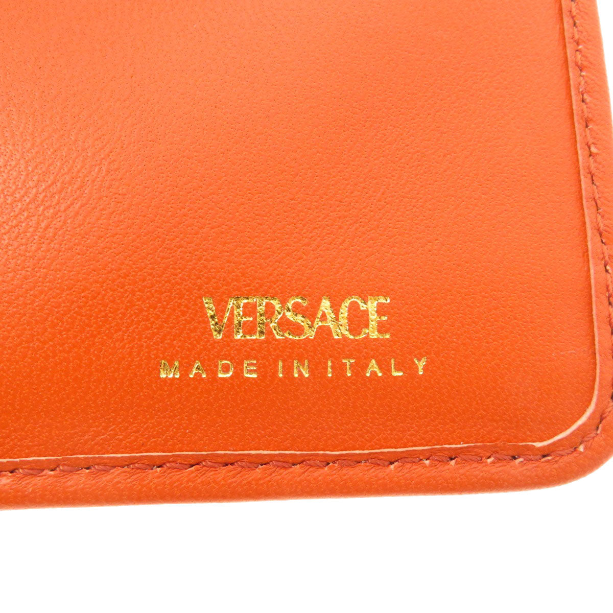 VERSACE ヴェルサーチ ロゴ金具 二つ折り財布（小銭入れあり） カーフ レディース 中古