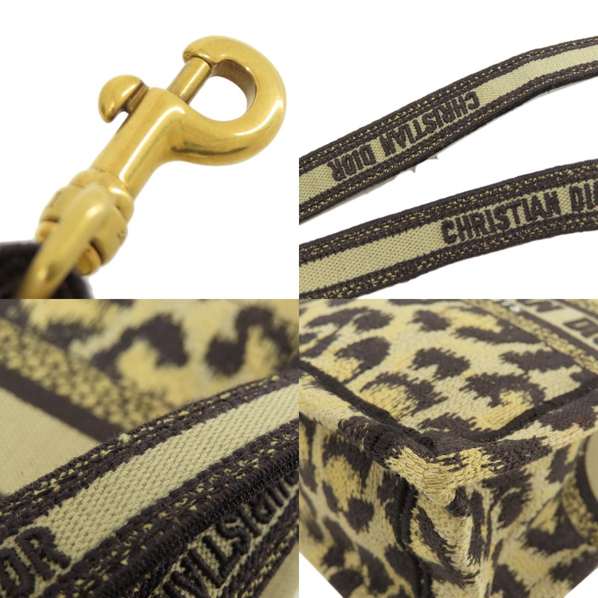 CHRISTIAN DIOR クリスチャンディオール ブックトートミニ レオパード柄 2WAY ハンドバッグ キャンバス レディース 中古