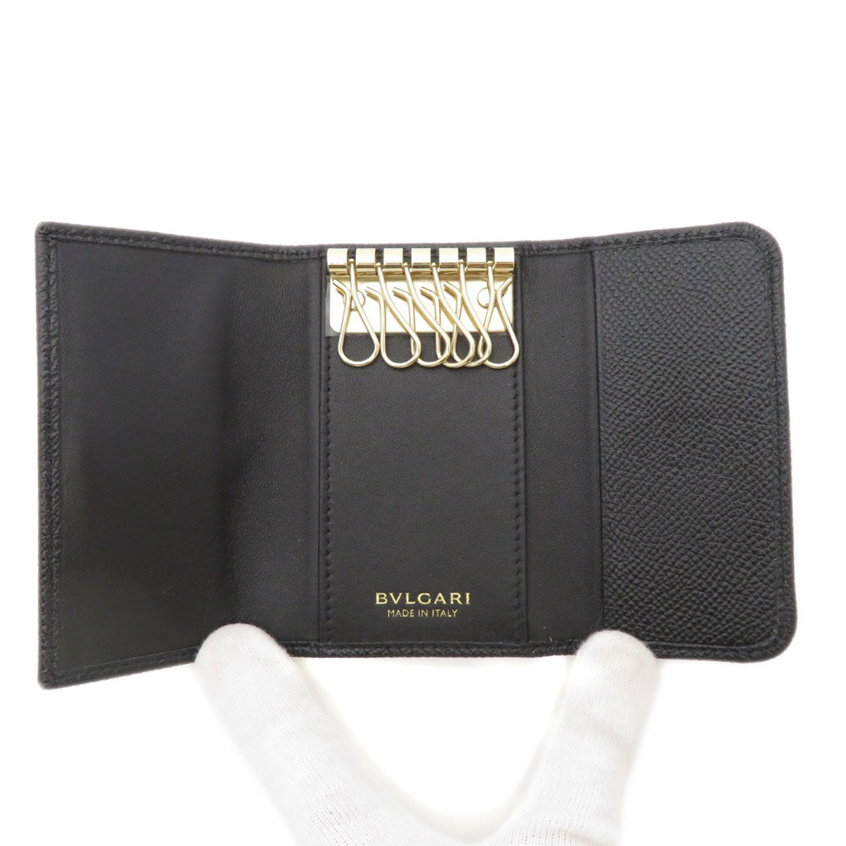 BVLGARI ブルガリ ロゴ金具 キーケース カーフ レディース 中古