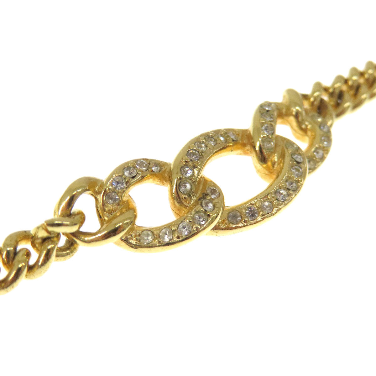 CHRISTIAN DIOR クリスチャンディオール ラインストーン ネックレス 金属製 レディース 中古