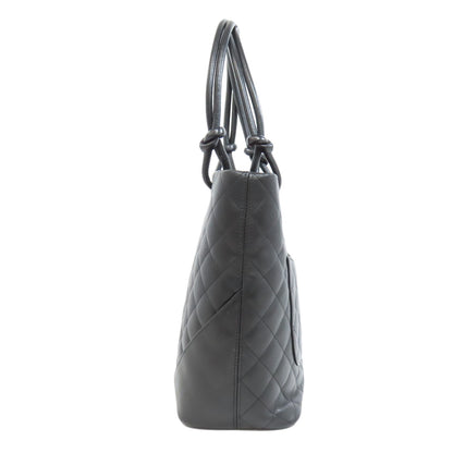 CHANEL シャネル カンボンライン シルバー金具 トートバッグ カーフ レディース 中古