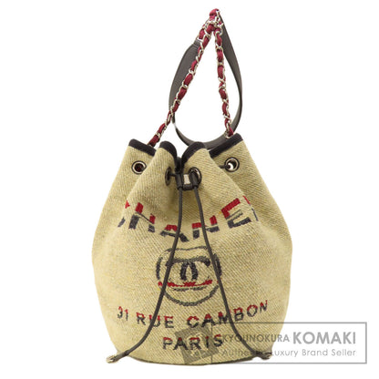CHANEL シャネル ドーヴィル 巾着 シルバー金具 ショルダーバッグ キャンバス レディース 中古