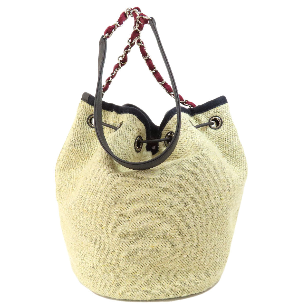 CHANEL シャネル ドーヴィル 巾着 シルバー金具 ショルダーバッグ キャンバス レディース 中古