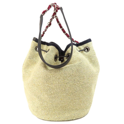 CHANEL シャネル ドーヴィル 巾着 シルバー金具 ショルダーバッグ キャンバス レディース 中古