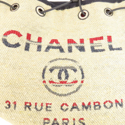 CHANEL シャネル ドーヴィル 巾着 シルバー金具 ショルダーバッグ キャンバス レディース 中古