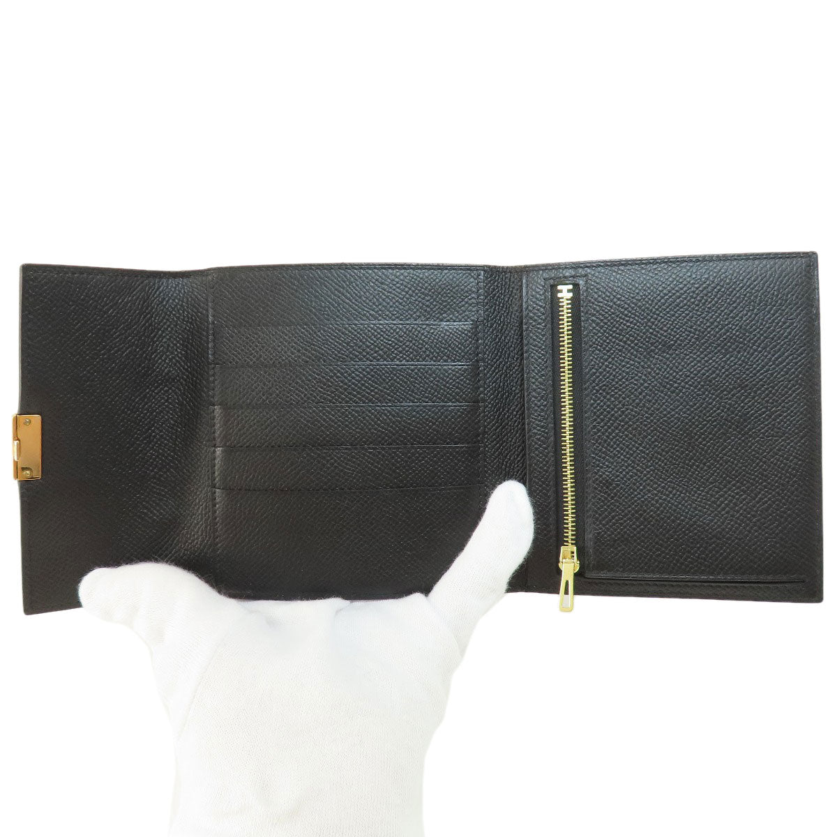 HERMES エルメス クリック12 黒 ブラック ゴールド金具 二つ折り財布（小銭入れあり） エプソン レディース 中古