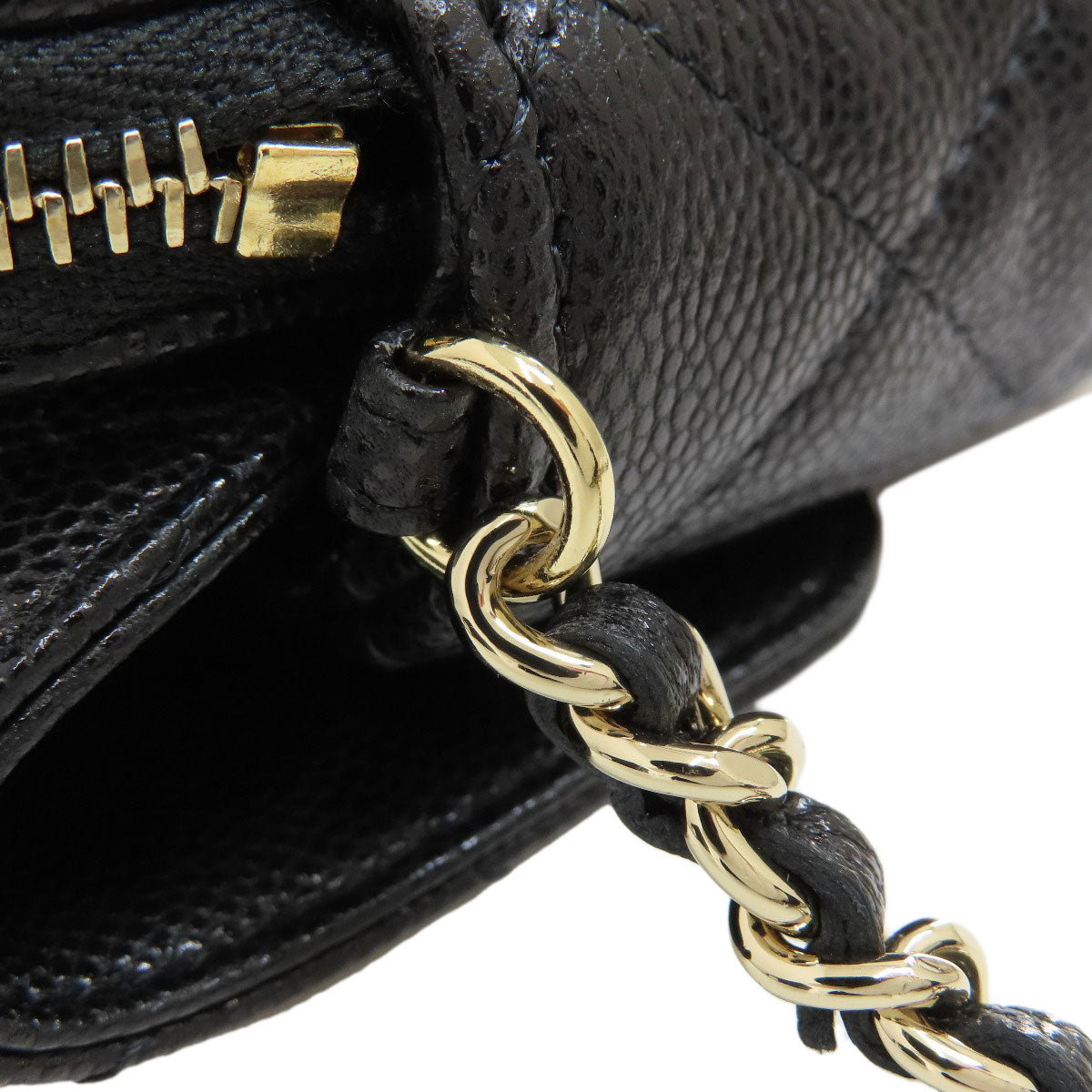 CHANEL シャネル チェーンショルダー マトラッセ ゴールド金具 ショルダーバッグ グレインド カーフスキン レディース 中古