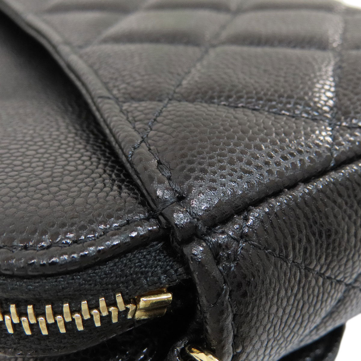 CHANEL シャネル チェーンショルダー マトラッセ ゴールド金具 ショルダーバッグ グレインド カーフスキン レディース 中古