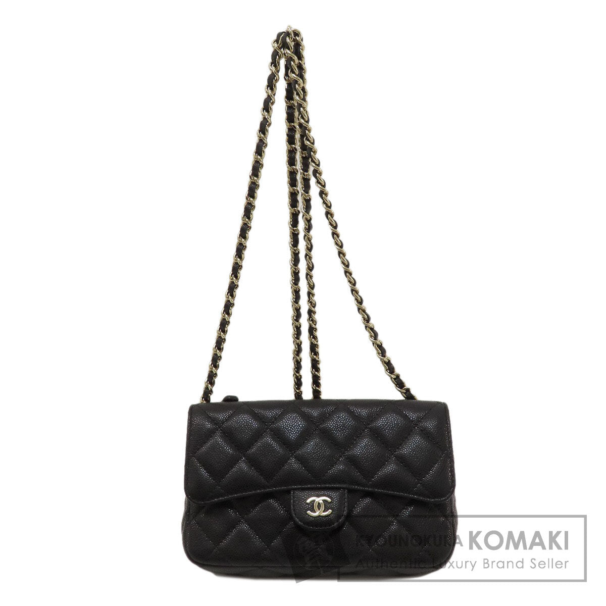 CHANEL シャネル チェーンショルダー マトラッセ ゴールド金具 ショルダーバッグ グレインド カーフスキン レディース 中古