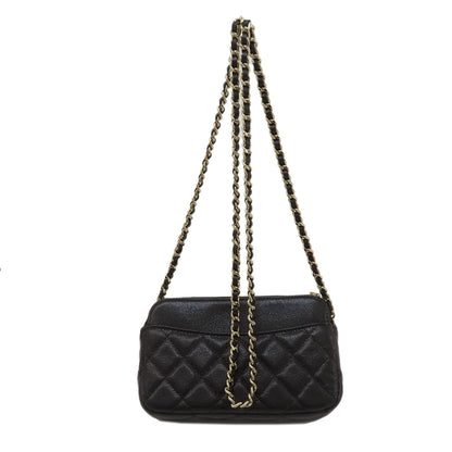 CHANEL シャネル チェーンショルダー マトラッセ ゴールド金具 ショルダーバッグ グレインド カーフスキン レディース 中古