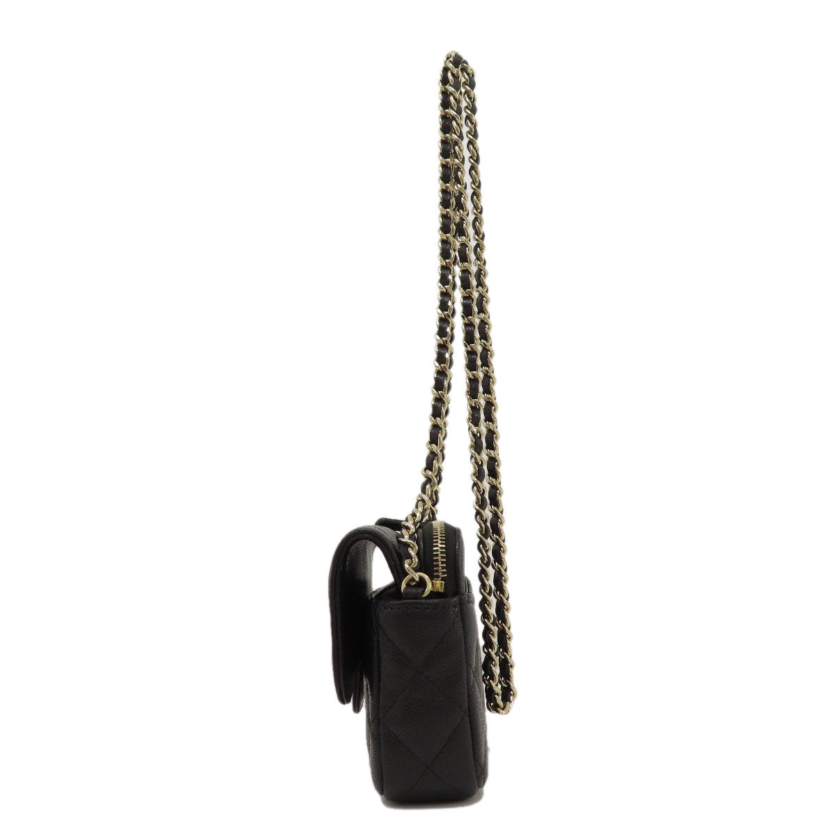 CHANEL シャネル チェーンショルダー マトラッセ ゴールド金具 ショルダーバッグ グレインド カーフスキン レディース 中古
