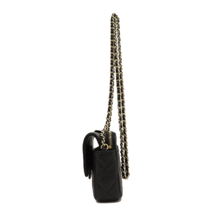 CHANEL シャネル チェーンショルダー マトラッセ ゴールド金具 ショルダーバッグ グレインド カーフスキン レディース 中古