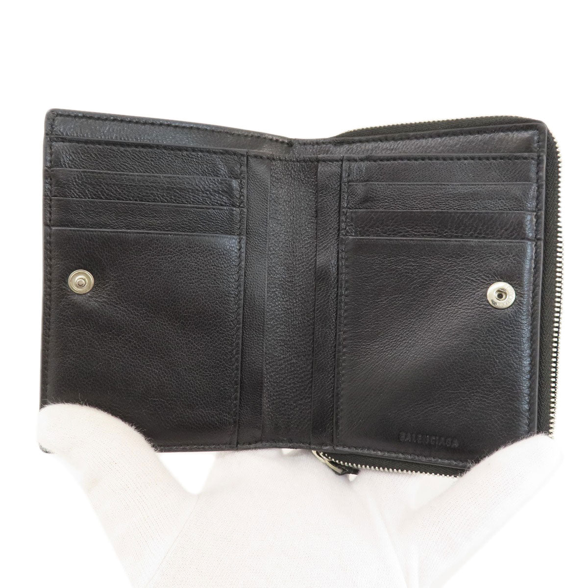 BALENCIAGA バレンシアガ 650879 ロゴ 二つ折り財布（小銭入れあり） レザー レディース 中古