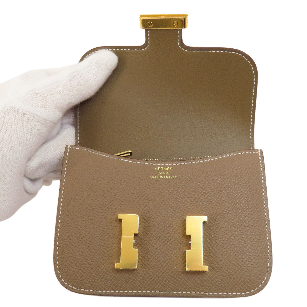 HERMES エルメス コンスタンススリム エトープ エトゥープ ゴールド金具 コインケース エプソン レディース 中古