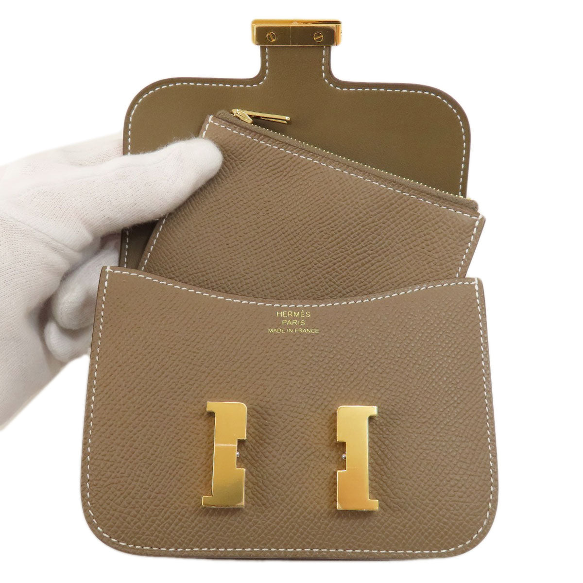 HERMES エルメス コンスタンススリム エトープ エトゥープ ゴールド金具 コインケース エプソン レディース 中古