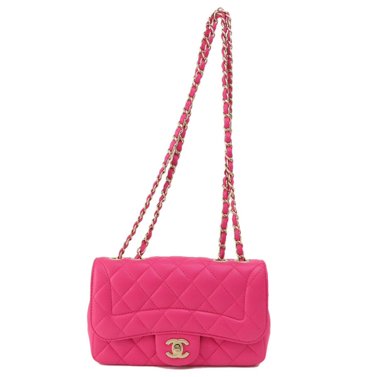 CHANEL シャネル チェーンショルダー マトラッセ ゴールド金具 ショルダーバッグ ラムスキン レディース 中古