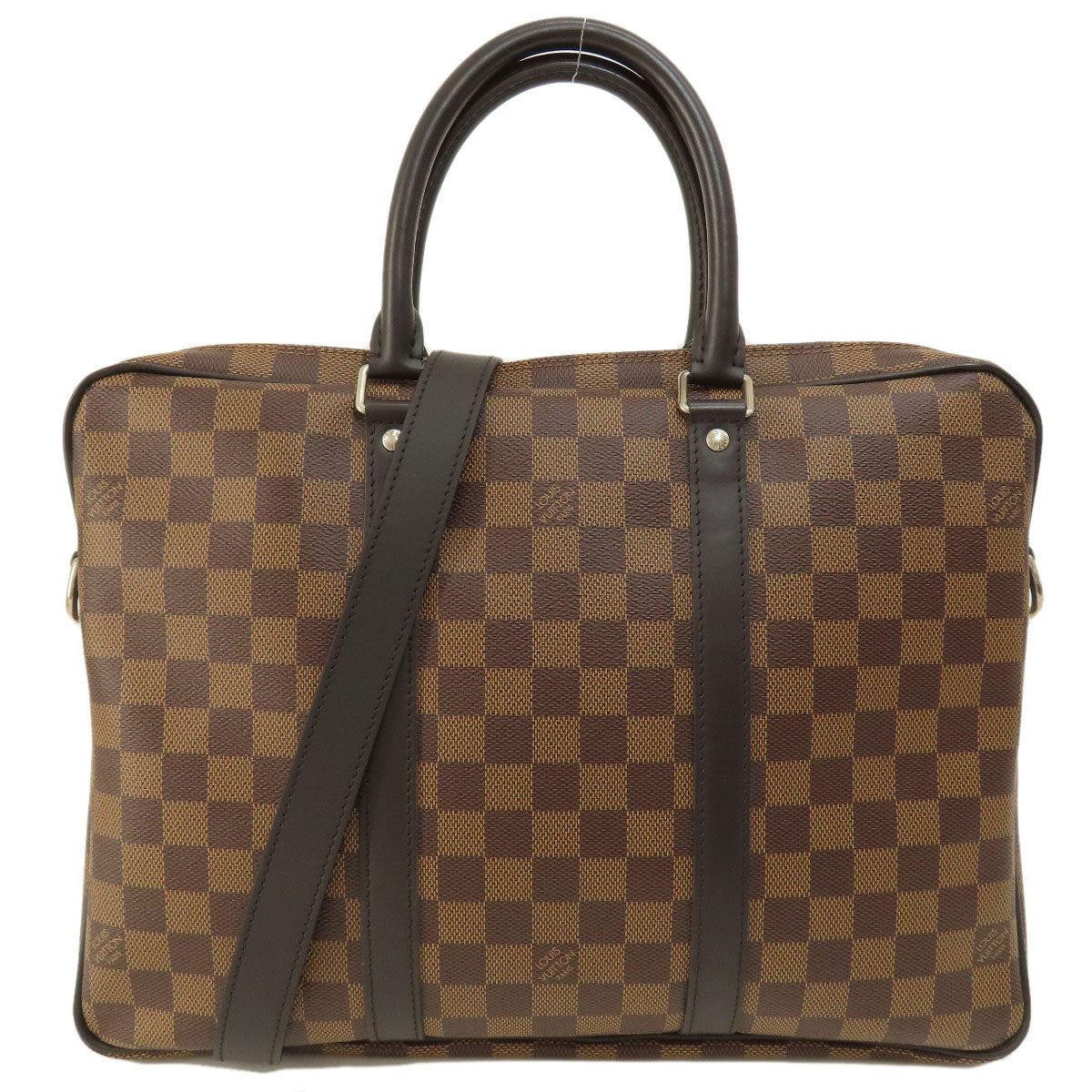 LOUIS VUITTON ルイヴィトン N41466 ポルト ドキュマン・ヴォワヤージュ PM ダミエ エベヌ ビジネスバッグ ダミエキャンバス レディース 中古