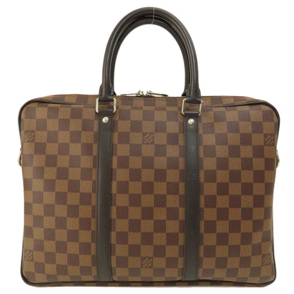 LOUIS VUITTON ルイヴィトン N41466 ポルト ドキュマン・ヴォワヤージュ PM ダミエ エベヌ ビジネスバッグ ダミエキャンバス レディース 中古