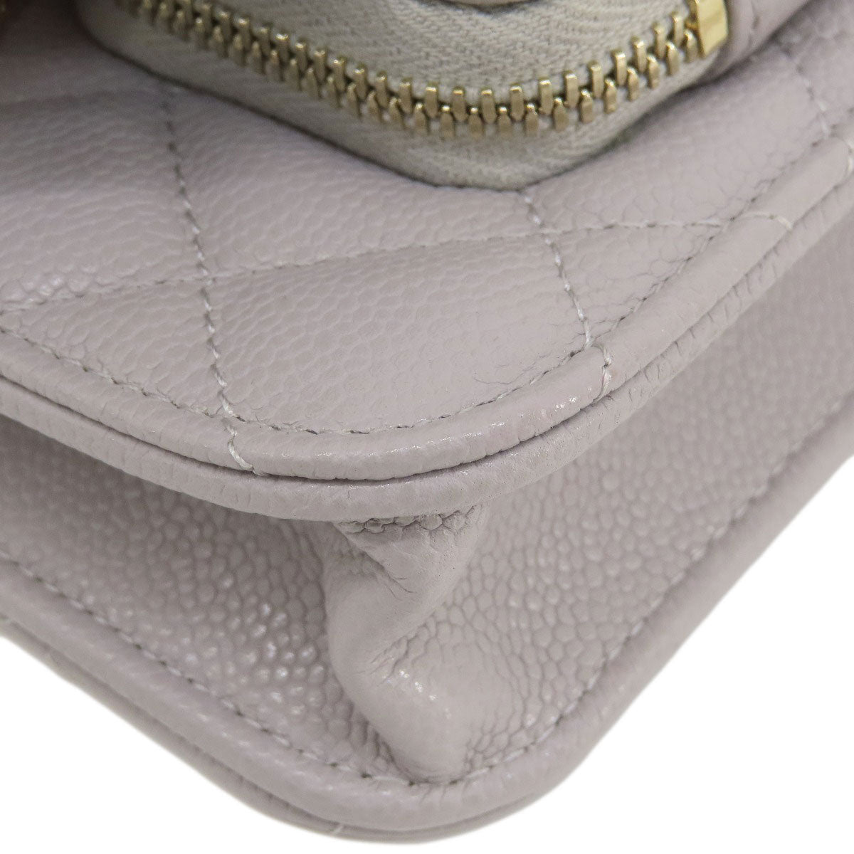 CHANEL シャネル チェーンウォレット マトラッセ ゴールド金具 長財布（小銭入れあり） グレインド カーフスキン レディース 中古