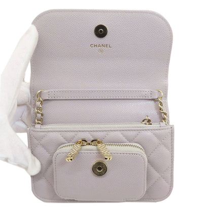 CHANEL シャネル チェーンウォレット マトラッセ ゴールド金具 長財布（小銭入れあり） グレインド カーフスキン レディース 中古
