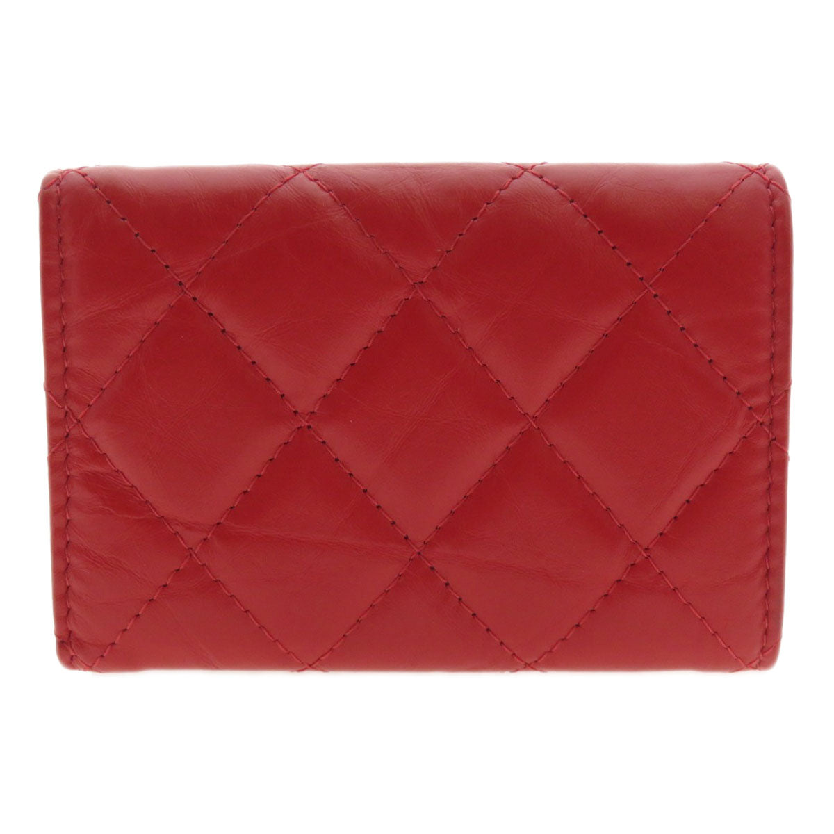 CHANEL シャネル 三つ折り コンパクトウォレット マトラッセ 二つ折り財布（小銭入れあり） カーフ レディース 中古