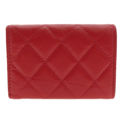 CHANEL シャネル 三つ折り コンパクトウォレット マトラッセ 二つ折り財布（小銭入れあり） カーフ レディース 中古