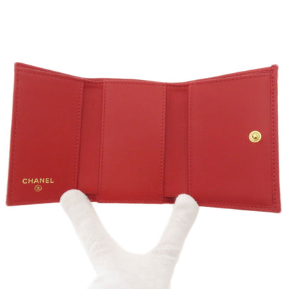 CHANEL シャネル 三つ折り コンパクトウォレット マトラッセ 二つ折り財布（小銭入れあり） カーフ レディース 中古