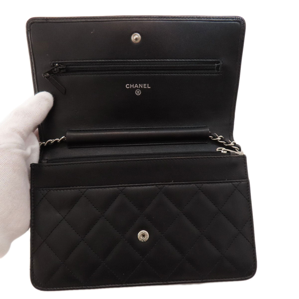 CHANEL シャネル チェーンウォレット カンボンライン シルバー金具 長財布（小銭入れあり） カーフ レディース 中古