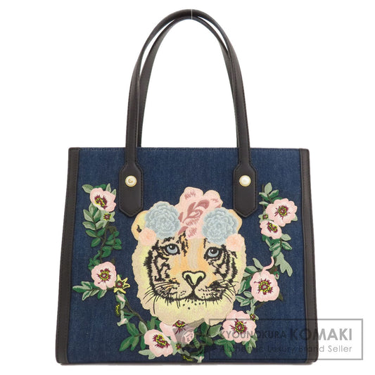 GUCCI グッチ 456545 タイガー エンブロイダリー トートバッグ デニム レディース 中古