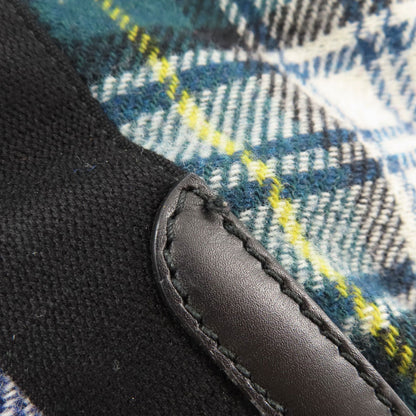 BALENCIAGA バレンシアガ 339933 ネイビーカバス チェック柄 トートバッグ ウール レディース 中古