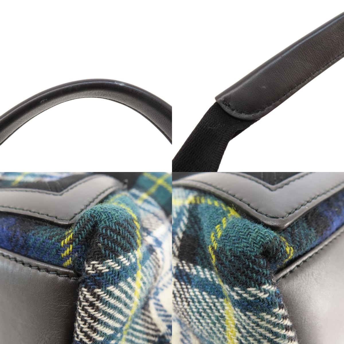 BALENCIAGA バレンシアガ 339933 ネイビーカバス チェック柄 トートバッグ ウール レディース 中古