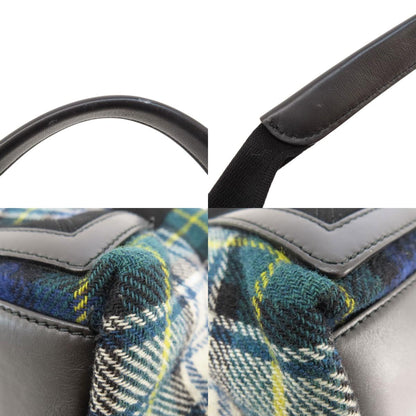 BALENCIAGA バレンシアガ 339933 ネイビーカバス チェック柄 トートバッグ ウール レディース 中古