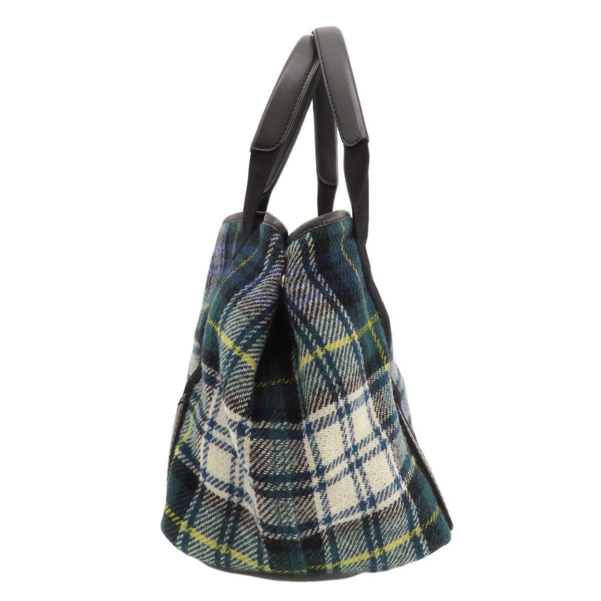 BALENCIAGA バレンシアガ 339933 ネイビーカバス チェック柄 トートバッグ ウール レディース 中古