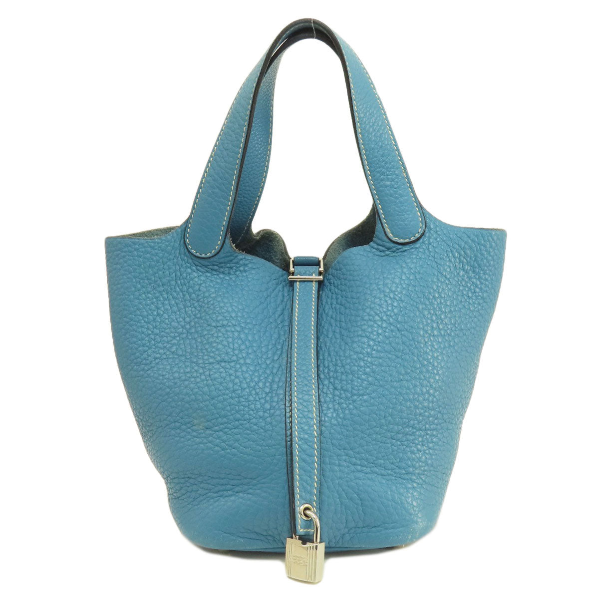 HERMES エルメス ピコタンロックPM ブルージーン シルバー金具 ハンドバッグ トリヨン レディース 中古
