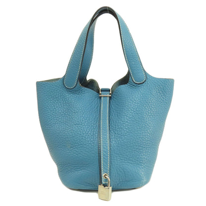 HERMES エルメス ピコタンロックPM ブルージーン シルバー金具 ハンドバッグ トリヨン レディース 中古