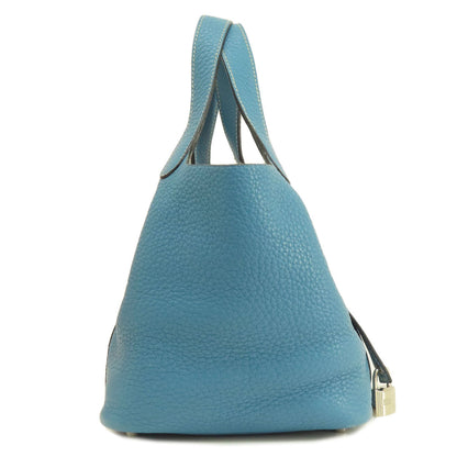 HERMES エルメス ピコタンロックPM ブルージーン シルバー金具 ハンドバッグ トリヨン レディース 中古