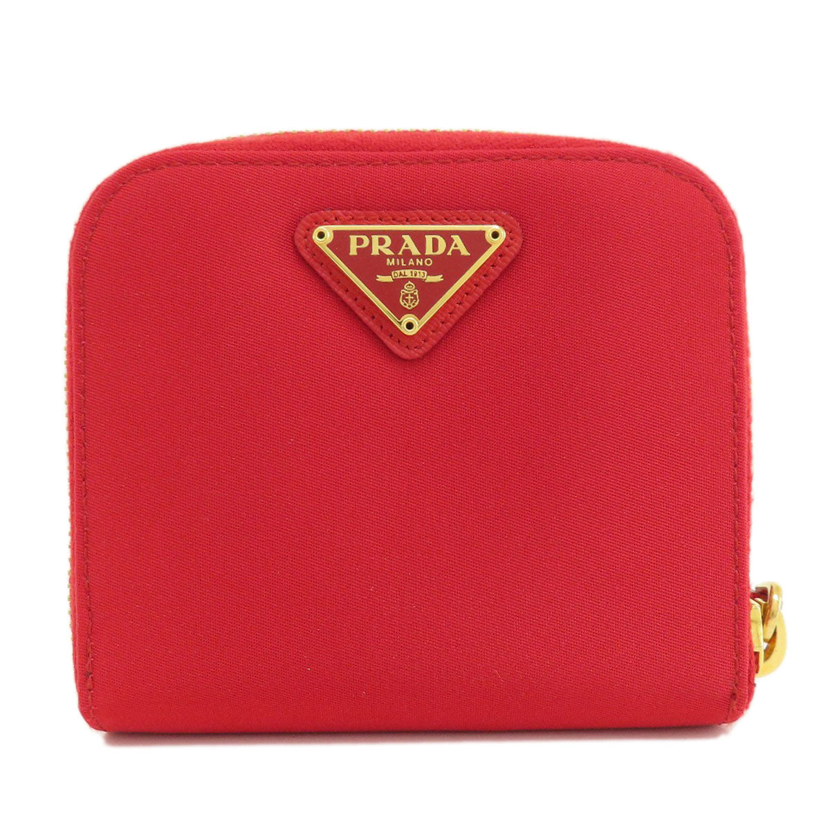 PRADA プラダ 1M0522 ロゴ金具 二つ折り財布（小銭入れあり） シルク レディース 中古