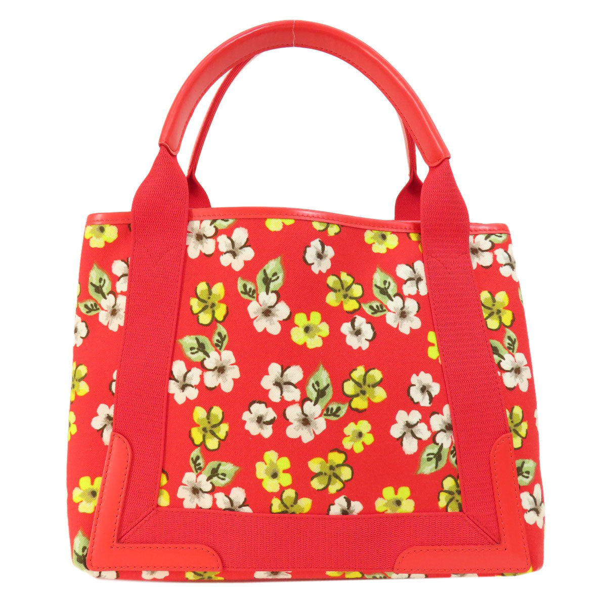 BALENCIAGA バレンシアガ 329933 ネイビーカバス フラワーモチーフ ハンドバッグ キャンバス レディース 中古