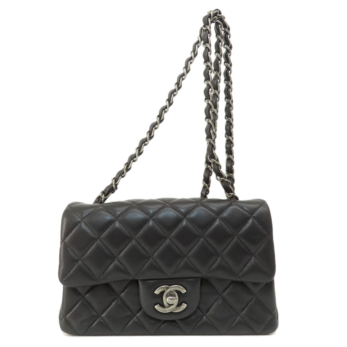CHANEL シャネル チェーンショルダー マトラッセ シルバー金具 ショルダーバッグ ラムスキン レディース 中古