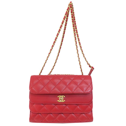 CHANEL シャネル チェーンショルダー マトラッセ シルバー金具 ショルダーバッグ ラムスキン レディース 中古