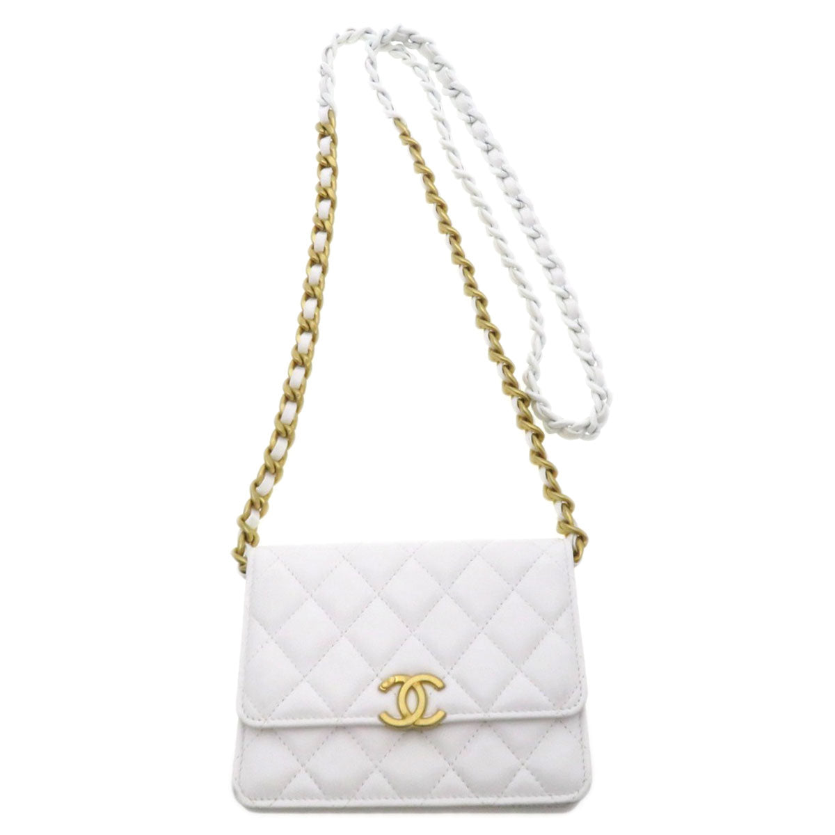 CHANEL シャネル チェーンウォレット ココマーク マトラッセ ショルダーバッグ ラムスキン レディース 中古