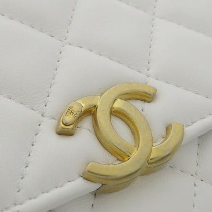 CHANEL シャネル チェーンウォレット ココマーク マトラッセ ショルダーバッグ ラムスキン レディース 中古