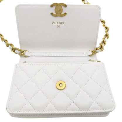 CHANEL シャネル チェーンウォレット ココマーク マトラッセ ショルダーバッグ ラムスキン レディース 中古