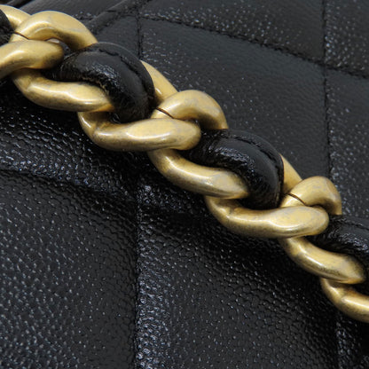 CHANEL シャネル チェーンショルダー マトラッセ ココマーク ゴールド金具 ショルダーバッグ グレインド カーフスキン レディース 中古