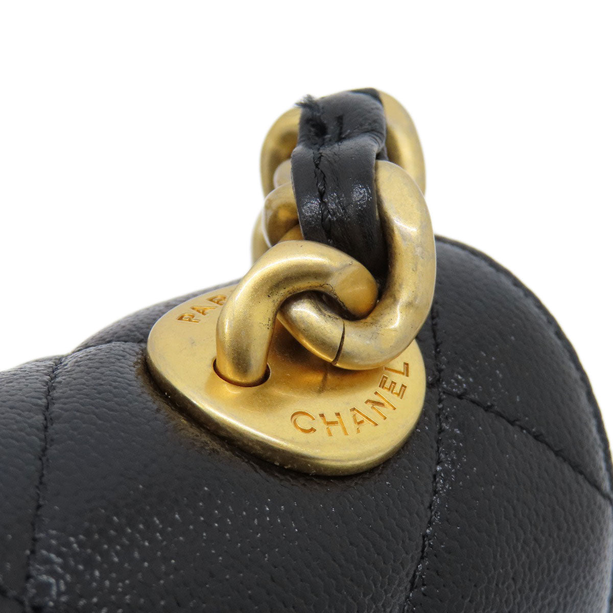 CHANEL シャネル チェーンショルダー マトラッセ ココマーク ゴールド金具 ショルダーバッグ グレインド カーフスキン レディース 中古