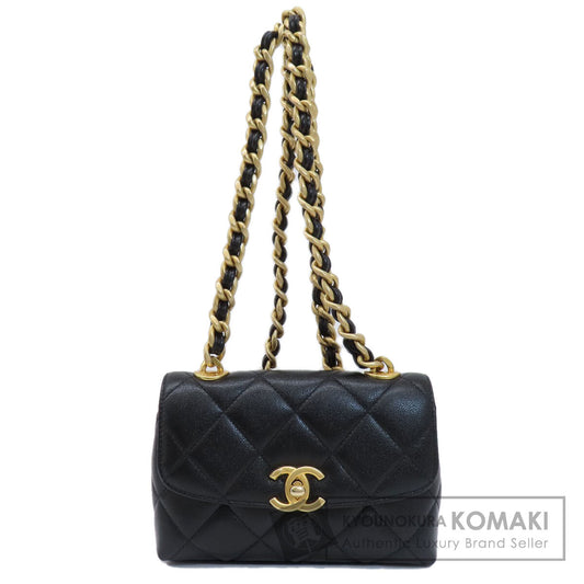 CHANEL シャネル チェーンショルダー マトラッセ ココマーク ゴールド金具 ショルダーバッグ グレインド カーフスキン レディース 中古