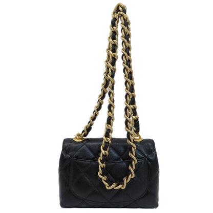 CHANEL シャネル チェーンショルダー マトラッセ ココマーク ゴールド金具 ショルダーバッグ グレインド カーフスキン レディース 中古