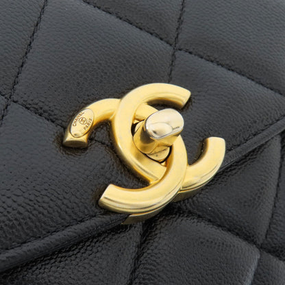 CHANEL シャネル チェーンショルダー マトラッセ ココマーク ゴールド金具 ショルダーバッグ グレインド カーフスキン レディース 中古