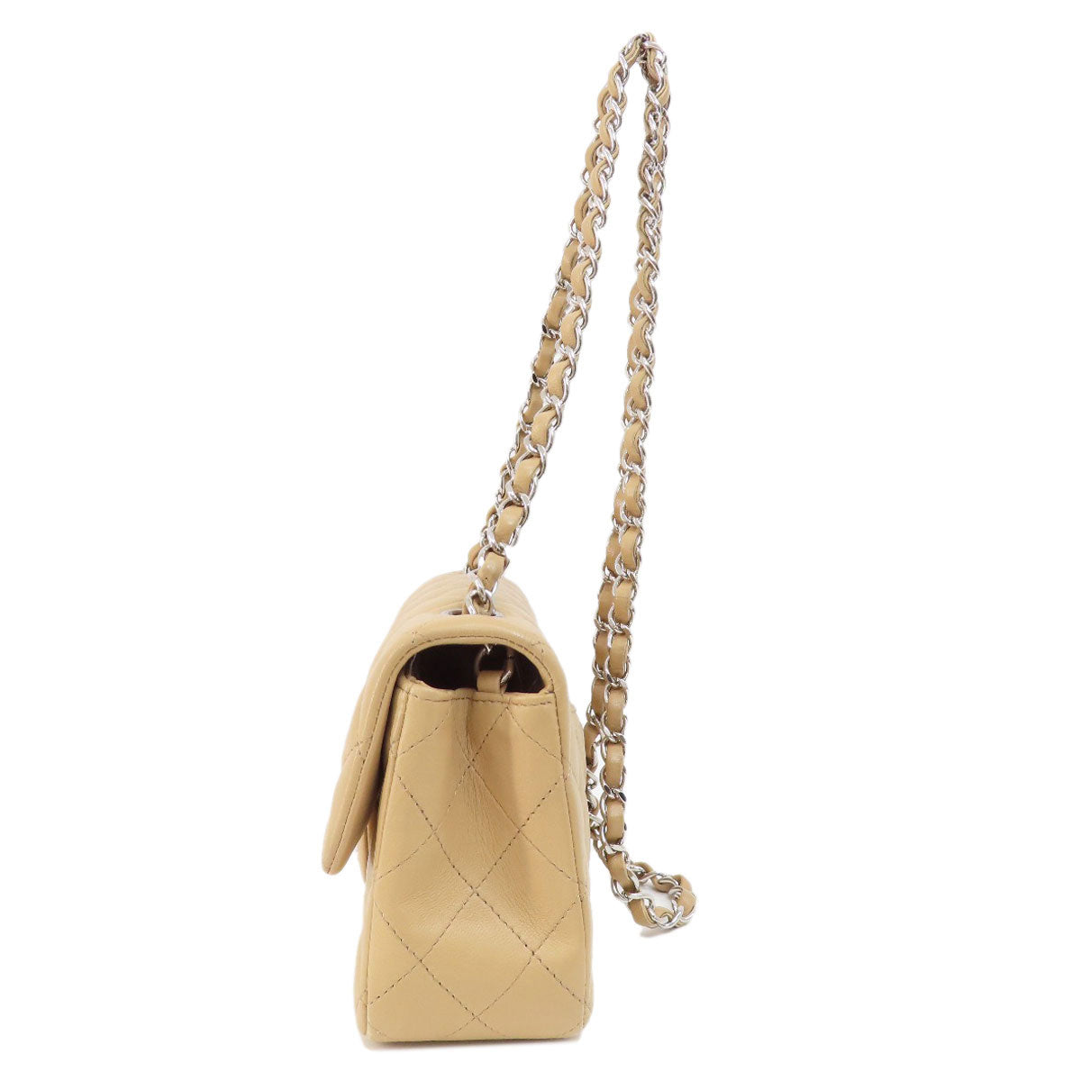 CHANEL シャネル チェーンショルダー マトラッセ シルバー金具 ショルダーバッグ ラムスキン レディース 中古