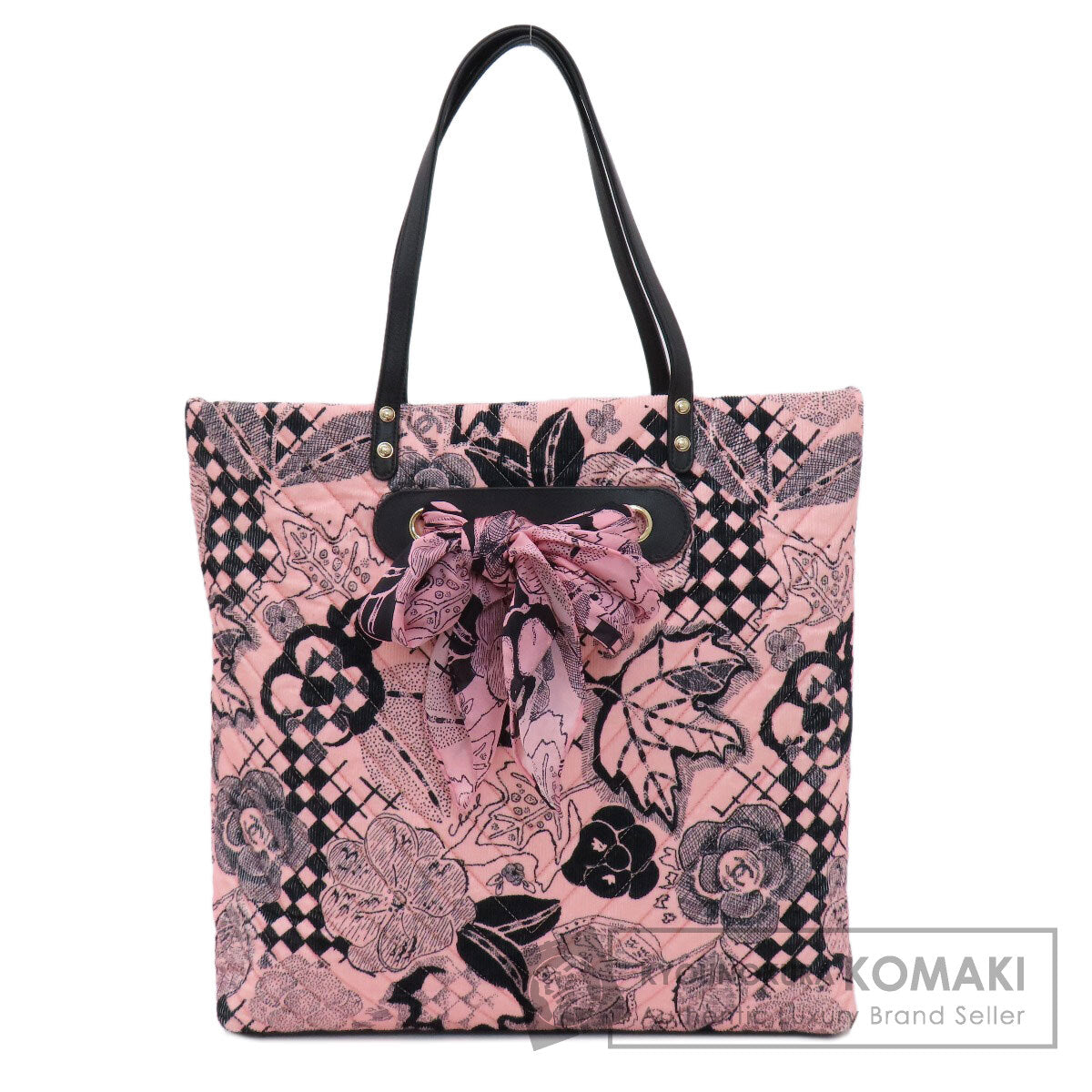 CHANEL シャネル カメリア リボントート トートバッグ コットン レディース 中古